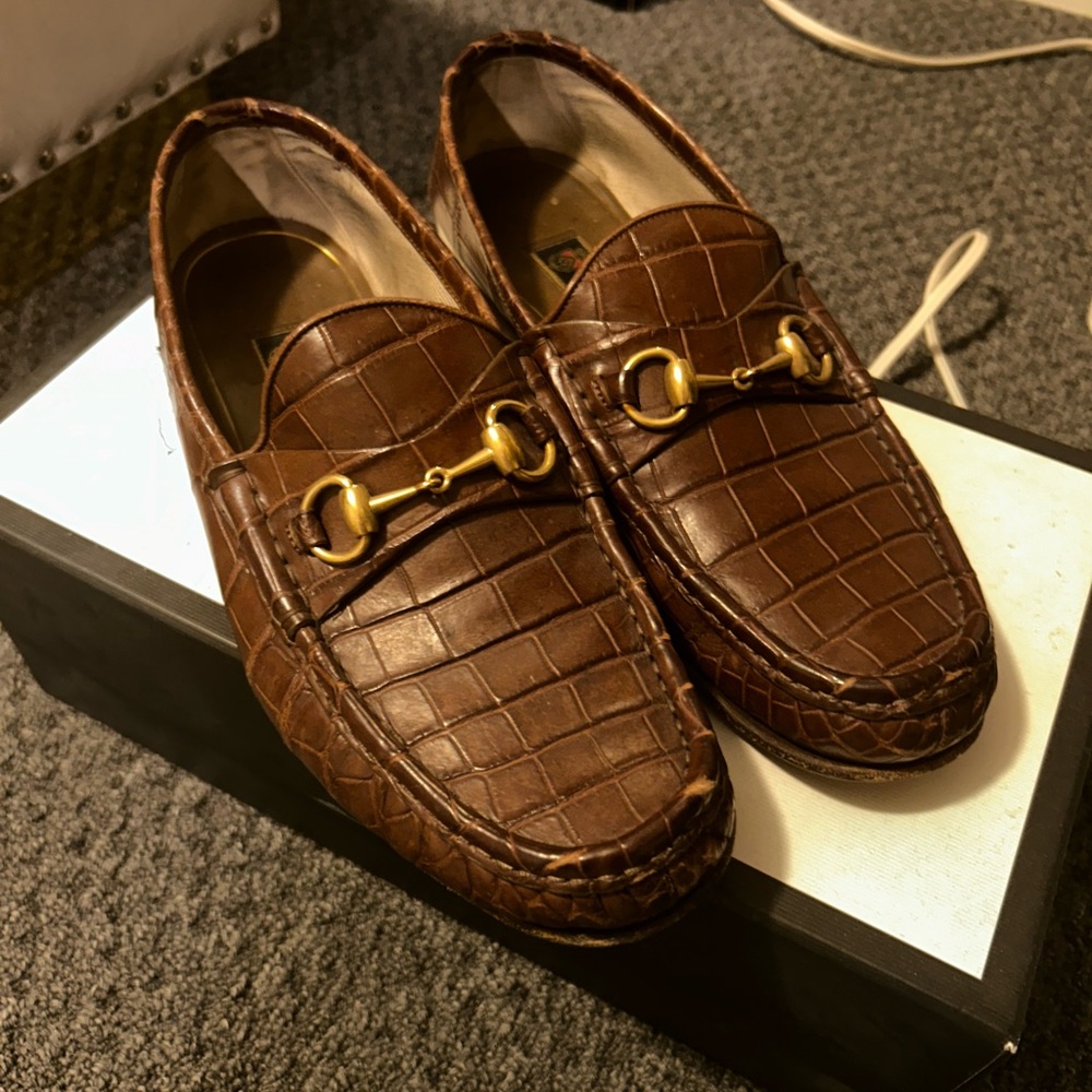 Brown/caramel real crocodile Gucci shoes for men size 9 1/2